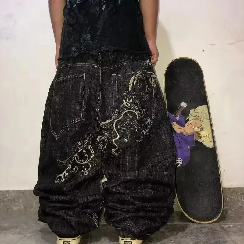 Y2K Loose Straight Jeans, Vintage Oversized Wide-Leg Unisex Pants
