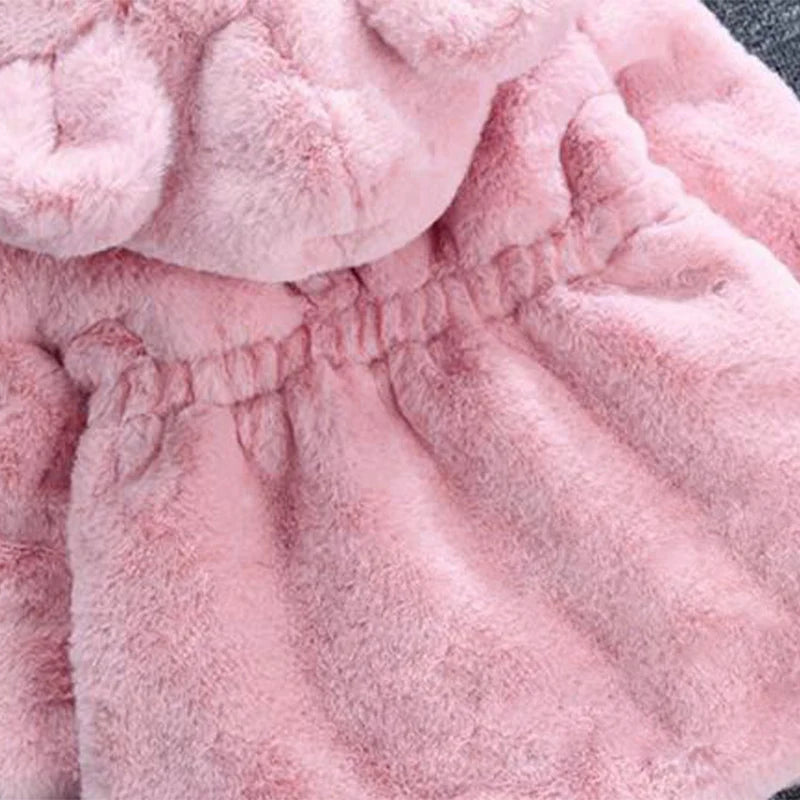 Winter Baby Kids Jacket For Girls Coats Faux Fur Thick Warm Snowsuit Hooded Parka Toddler Children Outerwear Clothing