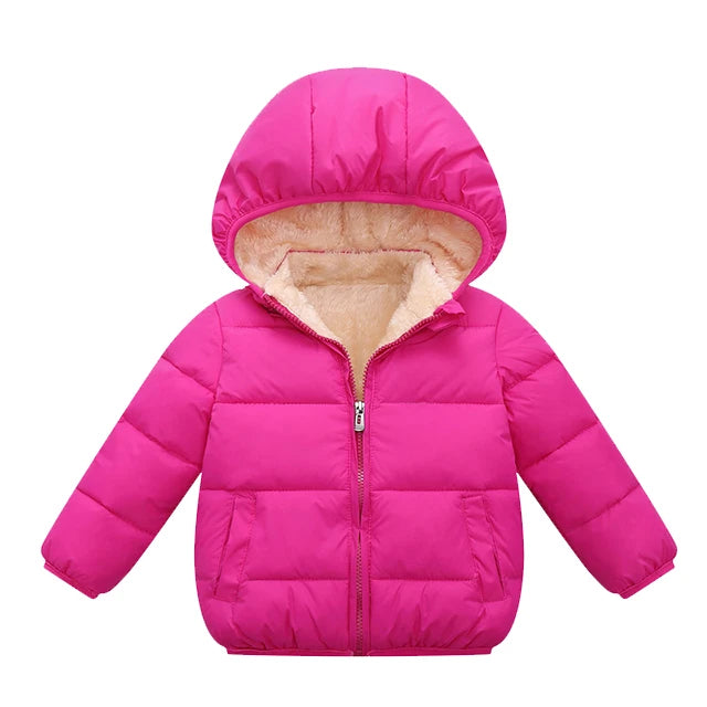 Baby Winter Coats, Thick Jackets for Boys & Girls, Plush Fur Hooded Snowsuit