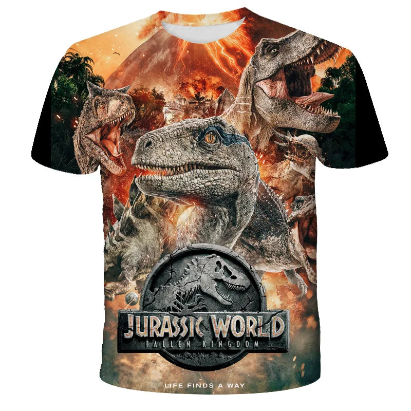Kids Dinosaur T-Shirt, Summer Short Sleeve Tee, Boys & Girls