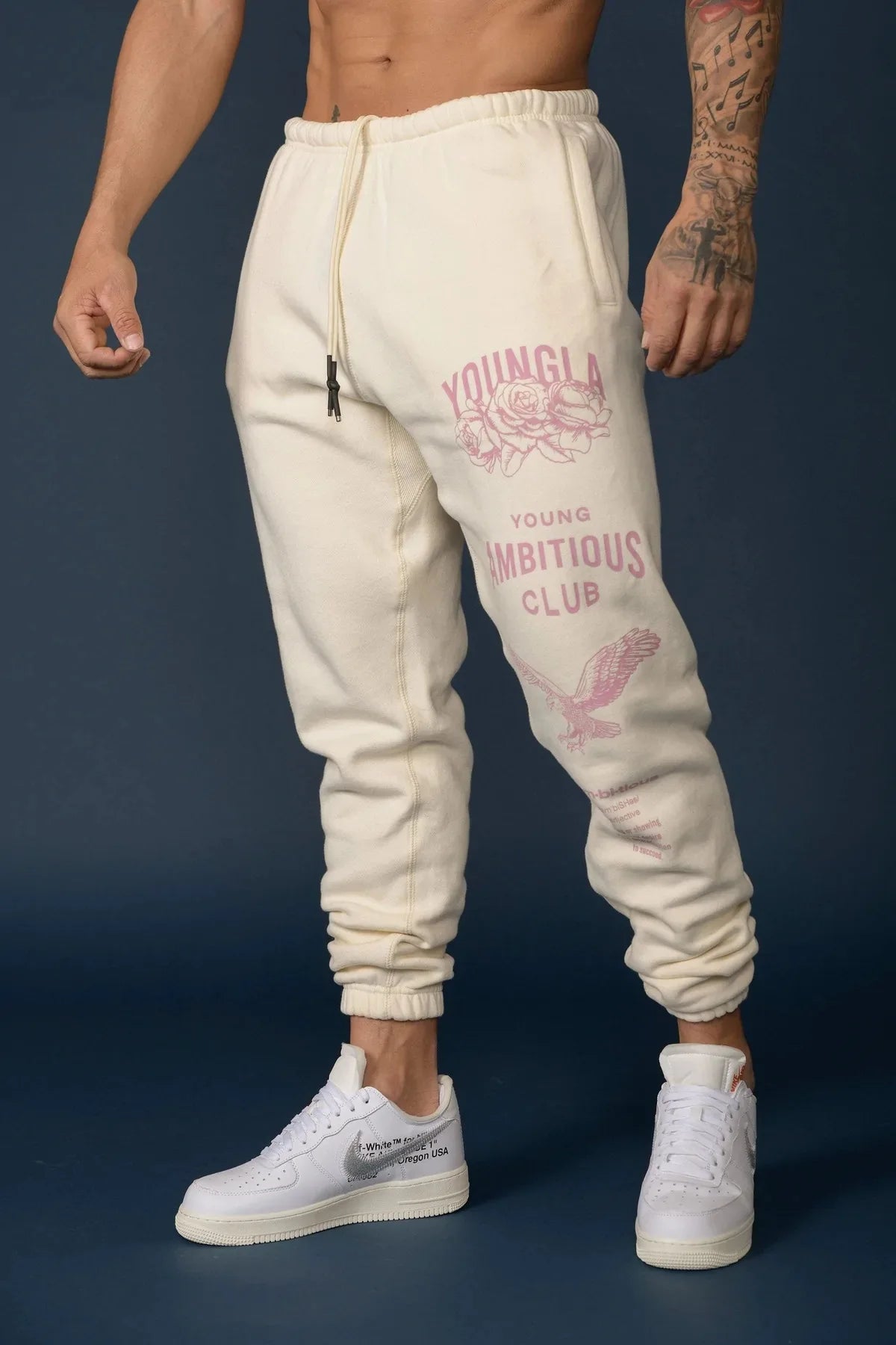 Men's Eagle Print Sweatpants, American Style Athleisure Gym & Running Trousers