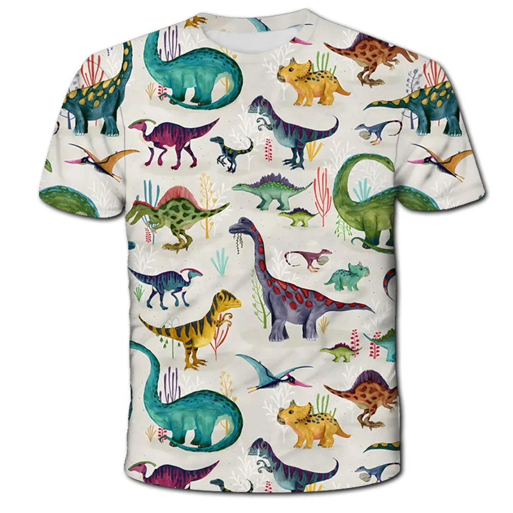 Kids Dinosaur T-Shirt, Summer Short Sleeve Tee, Boys & Girls