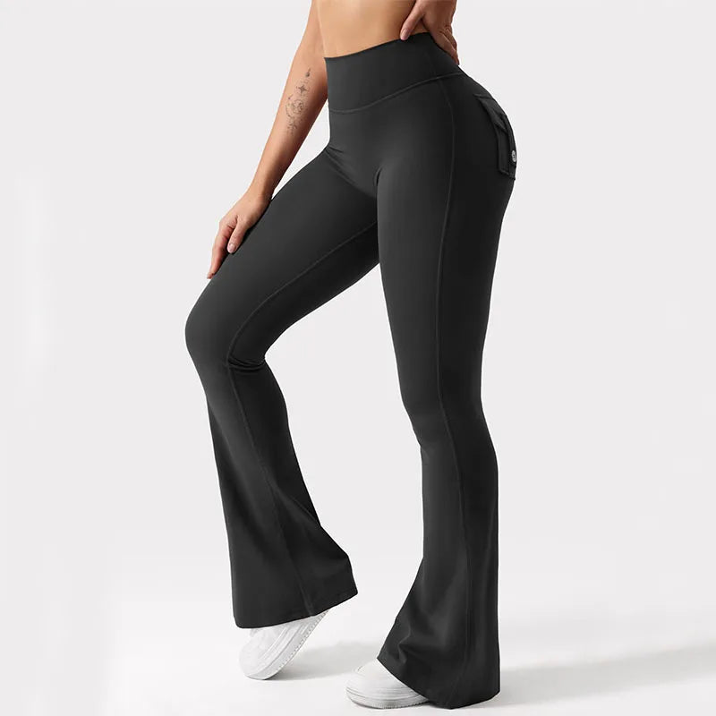 Women’s Wide Leg Yoga Leggings, High Stretch Compression Pants with Pockets
