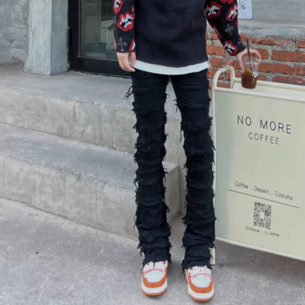 American Black Erosion Skinny Jeans Vintage Hip-Hop Streetwear