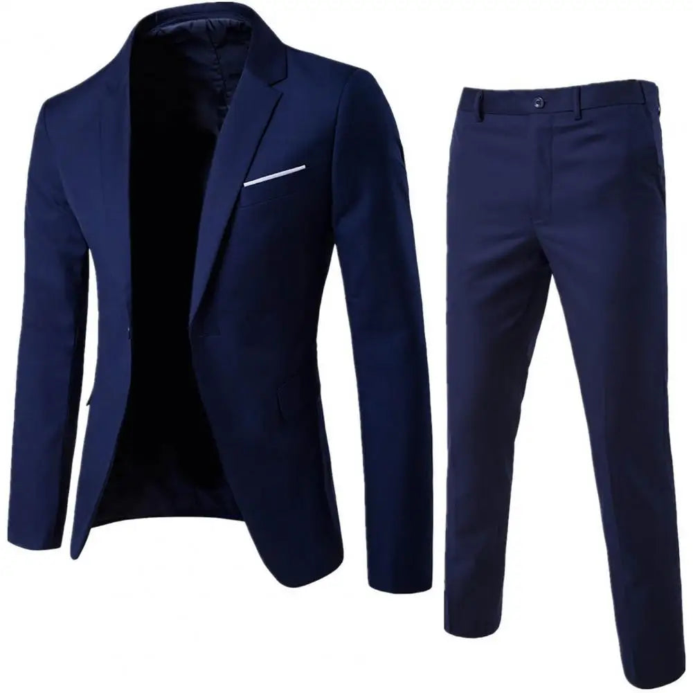 Men's 2-Piece Blazer & Pants Suit Slim Fit Wedding & Business Wear
