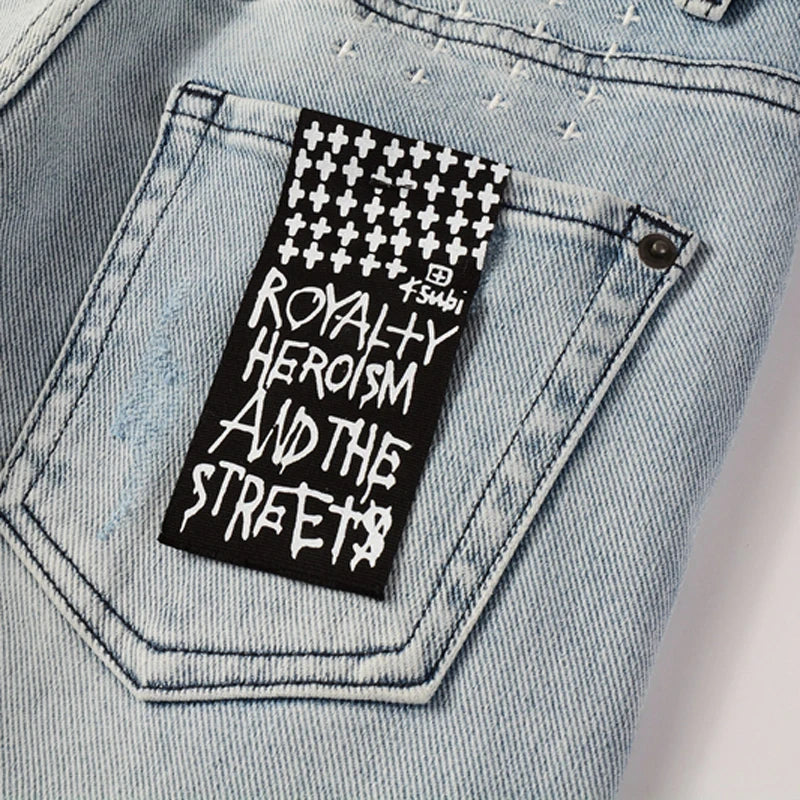 Retro Washed Light Jeans | Slim Fit Ripped Denim for Men & Women
