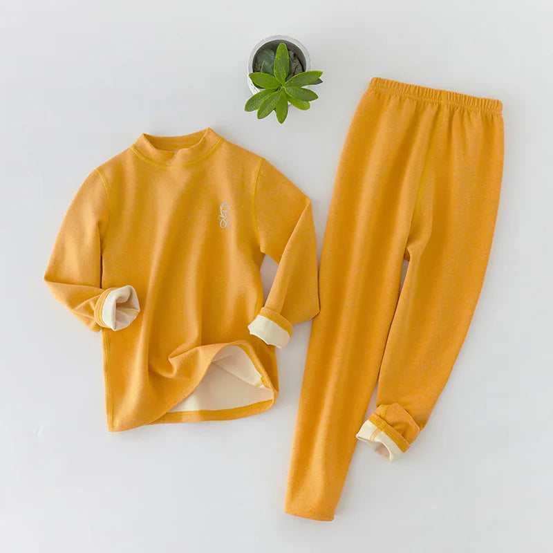 Children's Thermal Underwear Set, Fleece Cotton Long Johns for Boys & Girls
