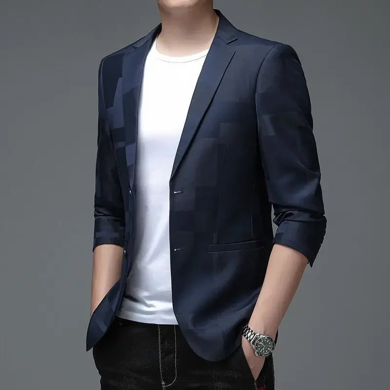 Oversize Single-Breasted Suit Blazer Plus Size Men's Jacket for Summer