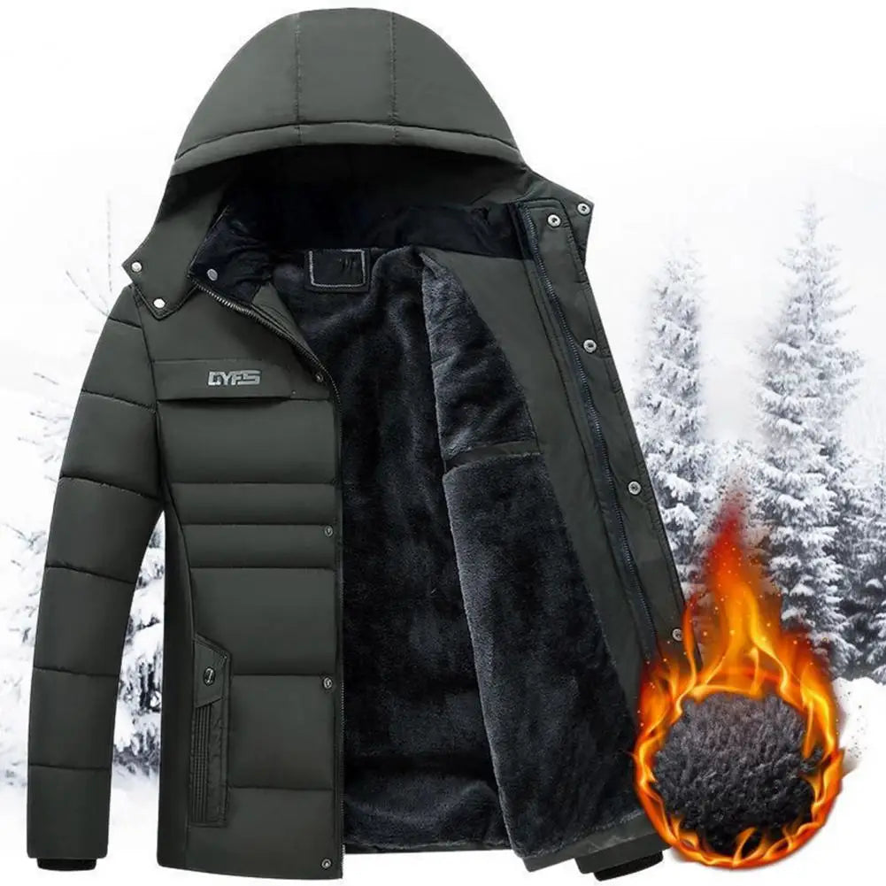 Men’s Hooded Padded Winter Coat, Thermal Windbreaker Jacket