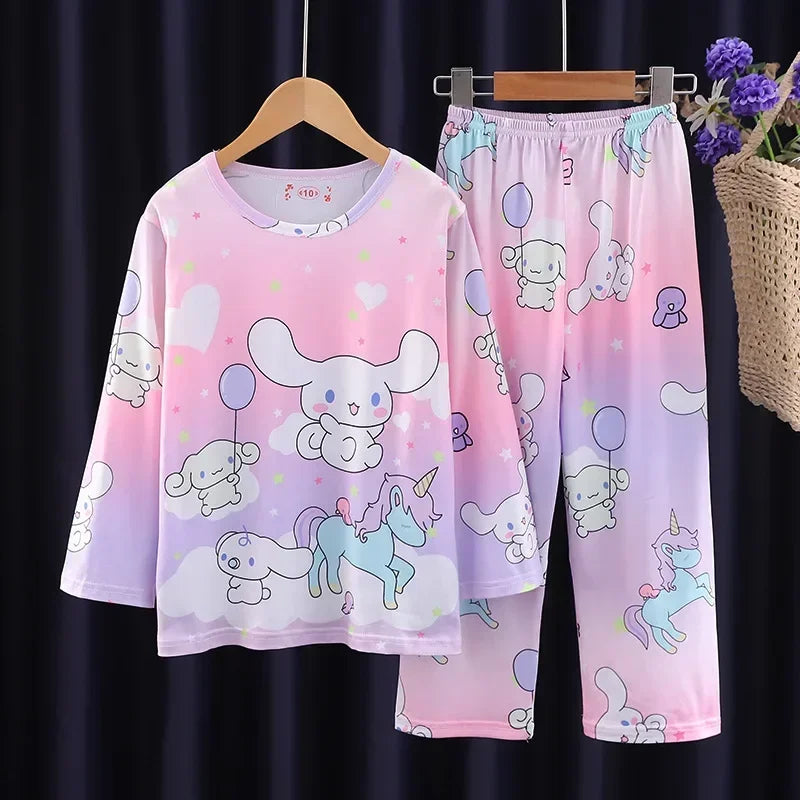 Autumn Kids Pajama Set, Milk Silk Long Sleeve Sleepwear