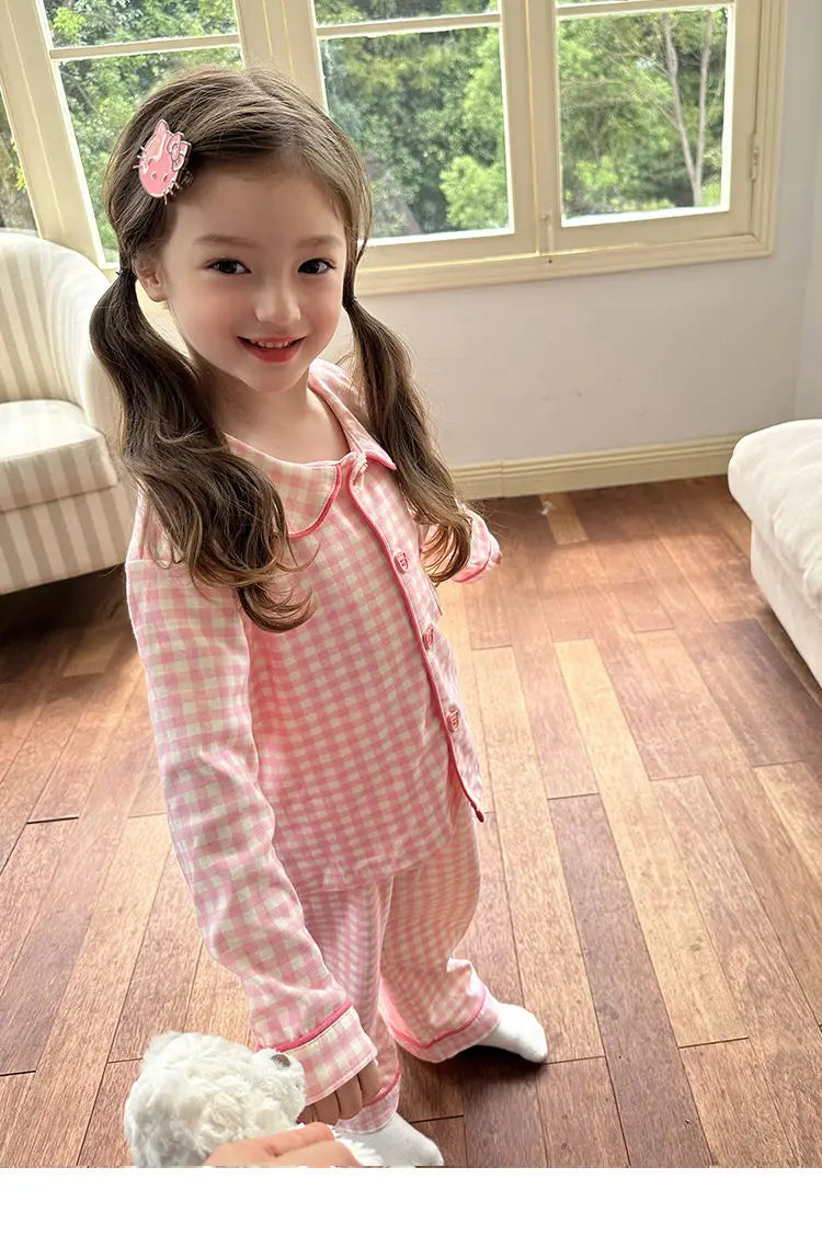 Baby Girls Hello Kitty Pajama Set, Plaid Long Sleeve Top & Pants Sleepwear