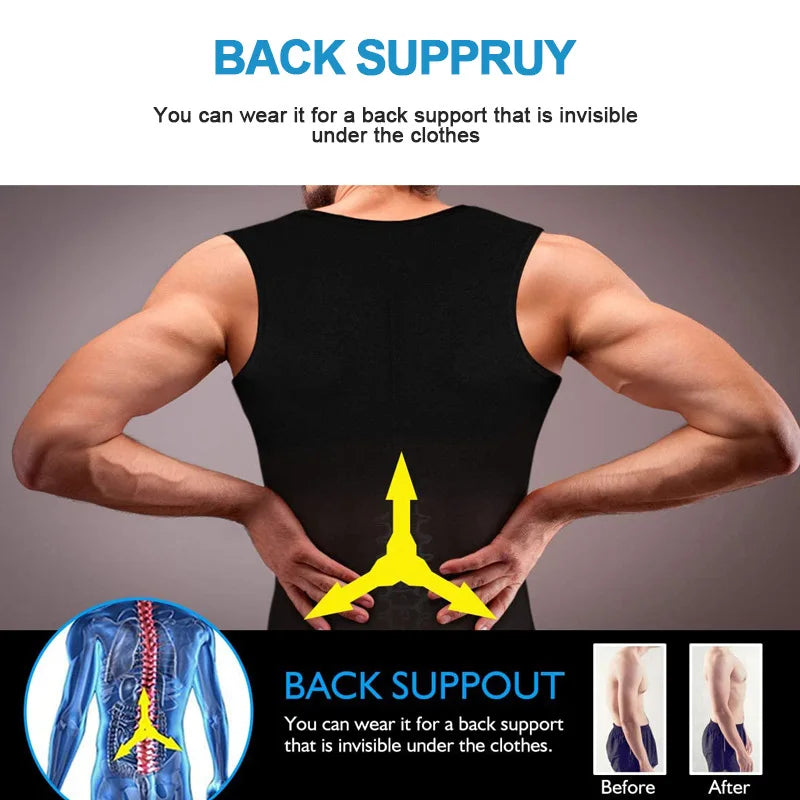 Men's Sweat Vest Sauna Suit Slimming Body Shaper Workout Tank Top