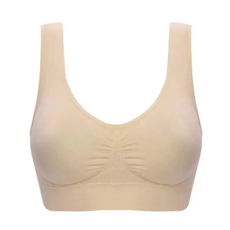 Women’s Seamless Crop Top Bra, Vertical Stripe Sports Bra, Breathable Yoga Underwear