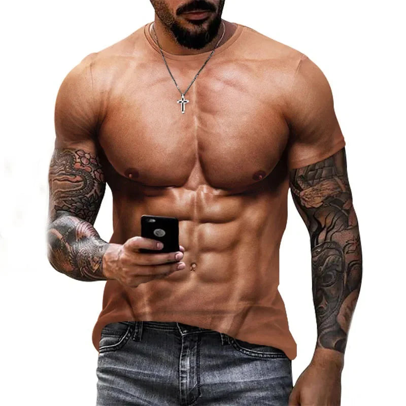 Muscle Simulation 3D Print T-Shirt | Summer Fashion Tee