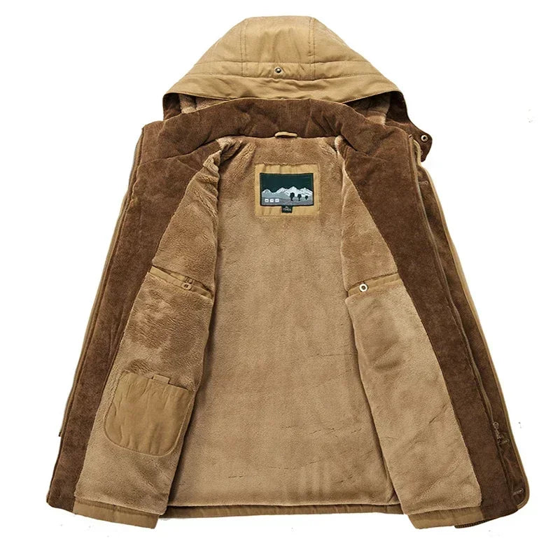 Winter Men’s Cashmere Parka, Thicken Warm Jacket, High Quality