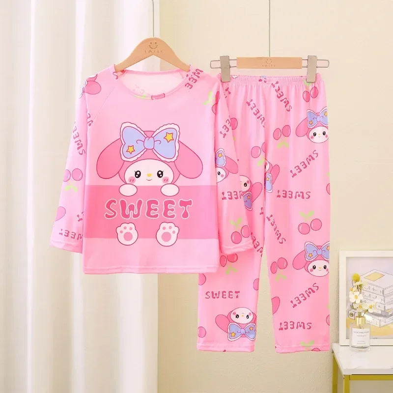 Autumn Kids Pajama Set, Milk Silk Long Sleeve Sleepwear