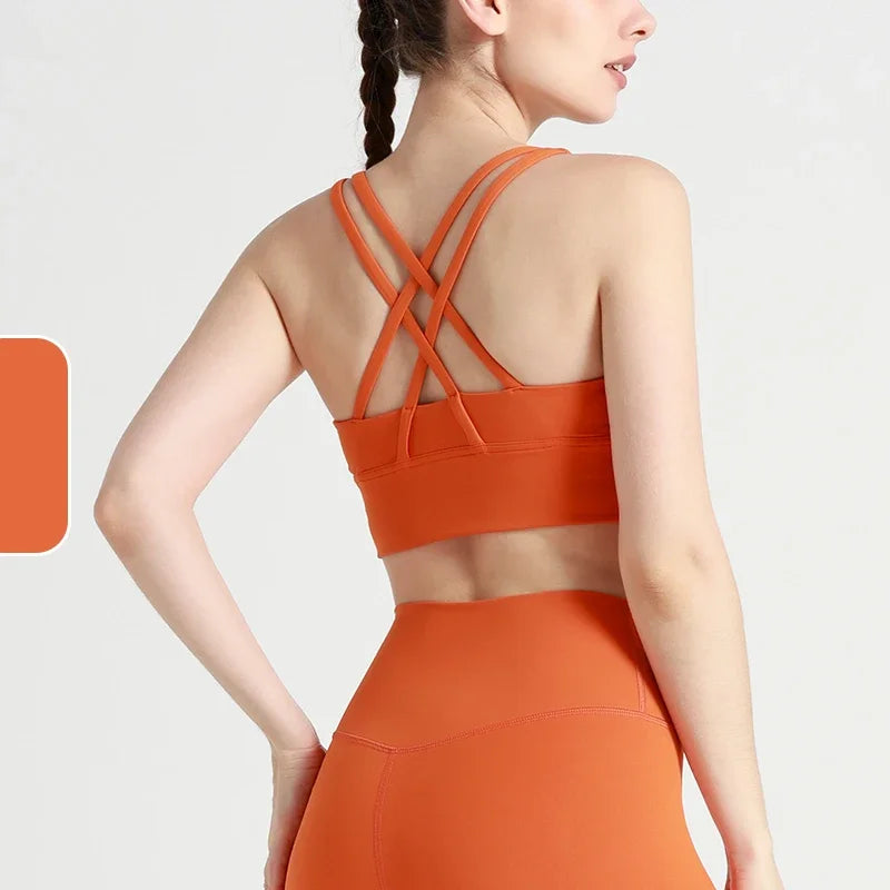 Summer Women’s Sexy Sports Bra, Cross Back Breathable Yoga Bra