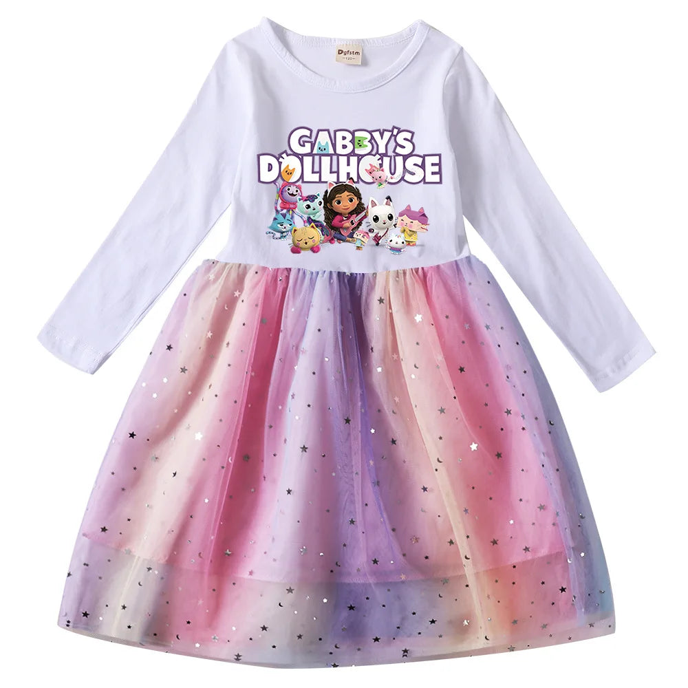 Gabby's Dollhouse Dress, Baby Girls Long Sleeve Sequin Party Dress