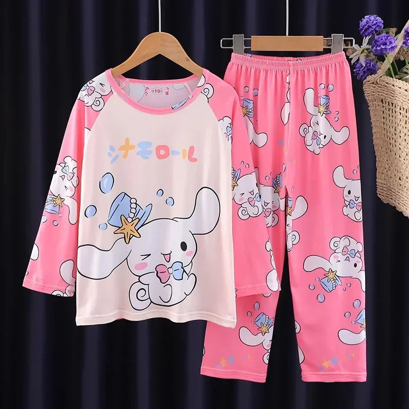 Autumn Kids Pajama Set, Milk Silk Long Sleeve Sleepwear