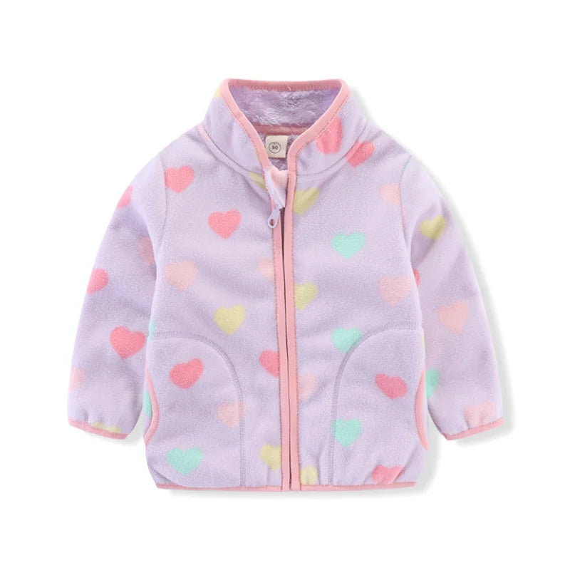 Jumping Meters Girls Fleece Jackets, Winter & Autumn Baby Coats with Flowers