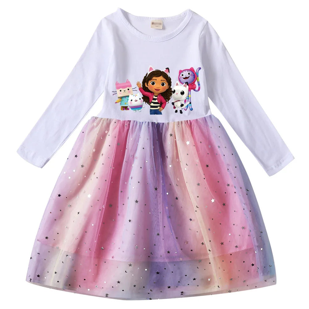 Gabby's Dollhouse Dress, Baby Girls Long Sleeve Sequin Party Dress
