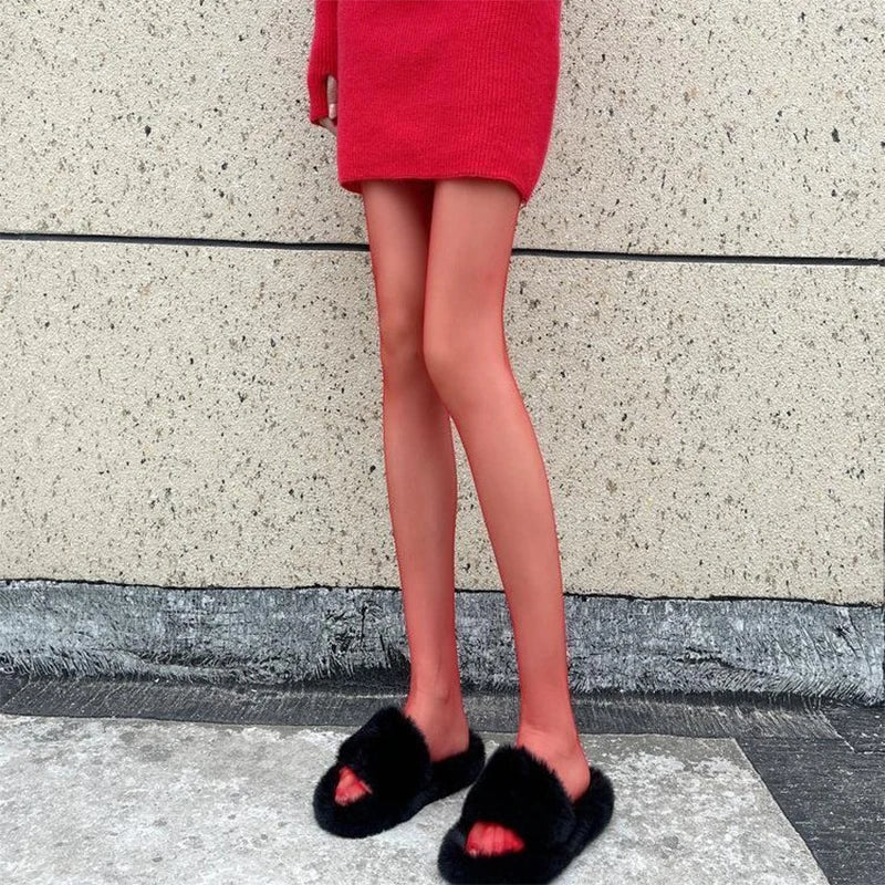 Women’s Fashion Red Pantyhose, Thin Velvet, Translucent Elastic Tights