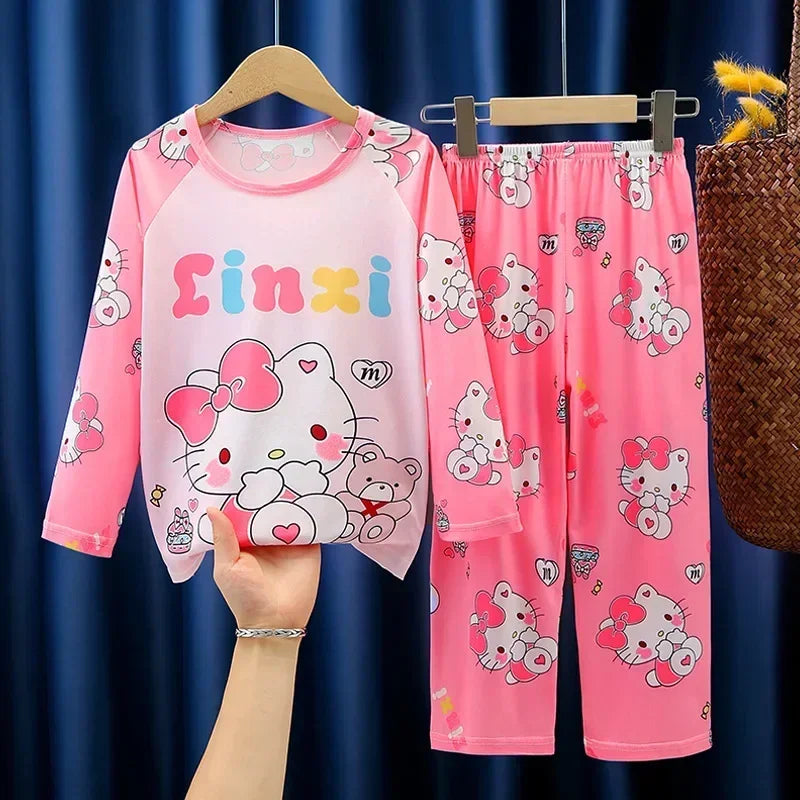 Autumn Kids Pajama Set, Milk Silk Long Sleeve Sleepwear