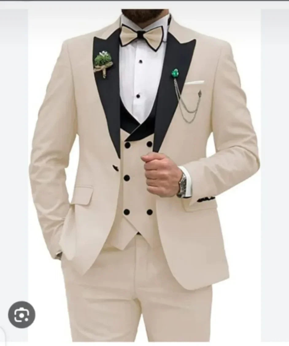Casual 3-Piece Men's Suit Groom & Best Man Wedding Outfit