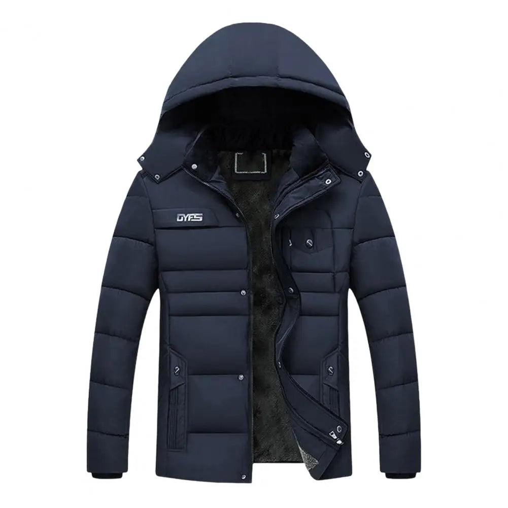 Men’s Hooded Padded Winter Coat, Thermal Windbreaker Jacket