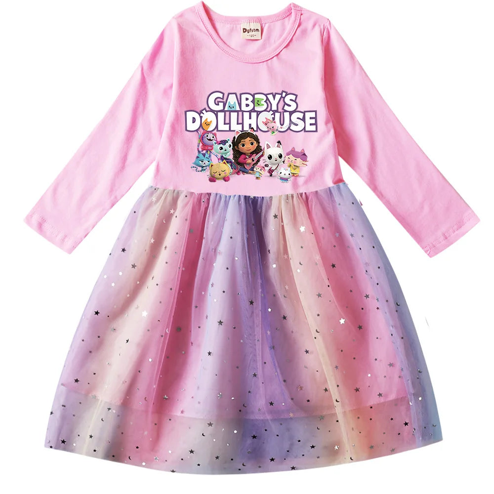 Gabby's Dollhouse Dress, Baby Girls Long Sleeve Sequin Party Dress