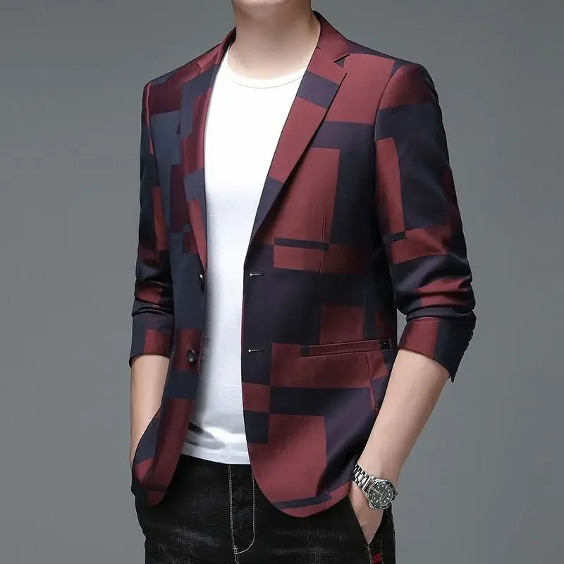 Oversize Single-Breasted Suit Blazer Plus Size Men's Jacket for Summer