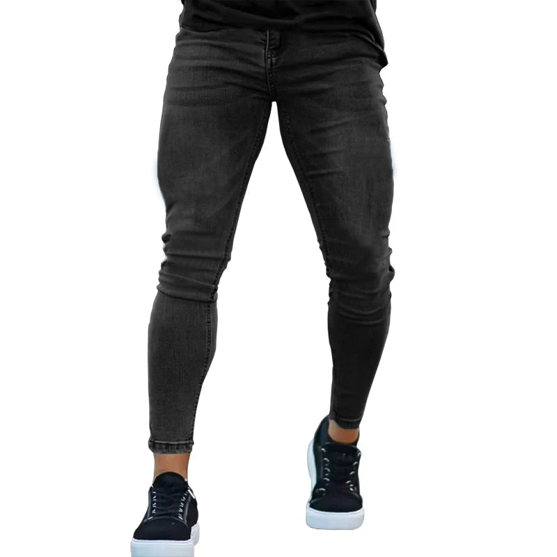 Men's Skinny Stretch Jeans | Solid Color Casual Denim Pants
