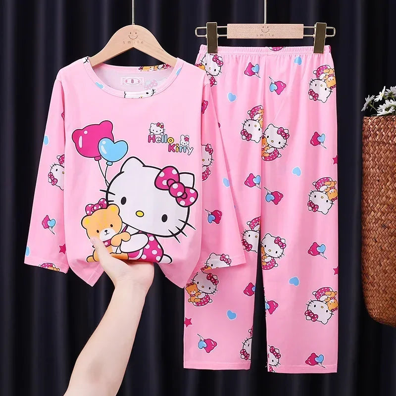 Autumn Kids Pajama Set, Milk Silk Long Sleeve Sleepwear