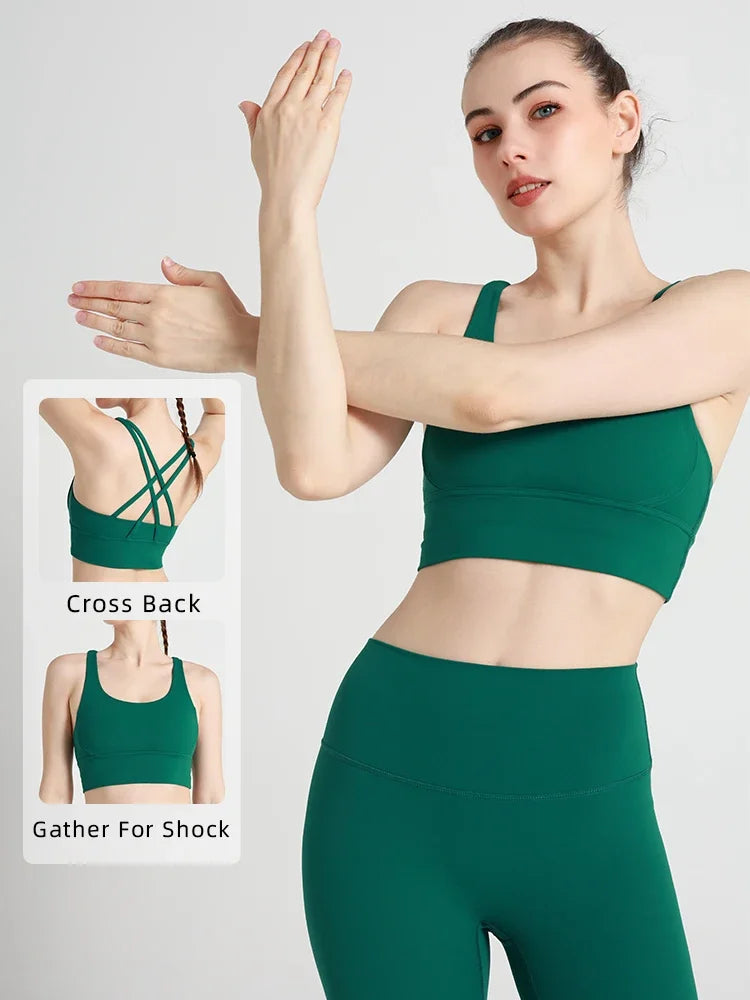 Summer Women’s Sexy Sports Bra, Cross Back Breathable Yoga Bra