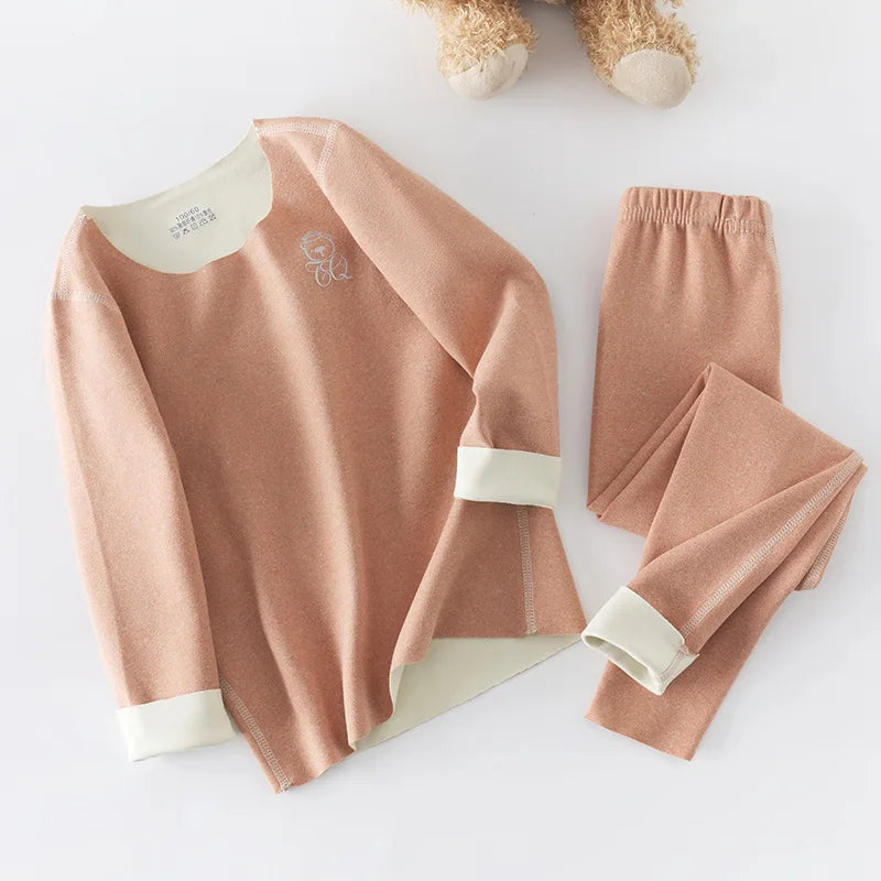 Children's Thermal Underwear Set, Fleece Cotton Long Johns for Boys & Girls