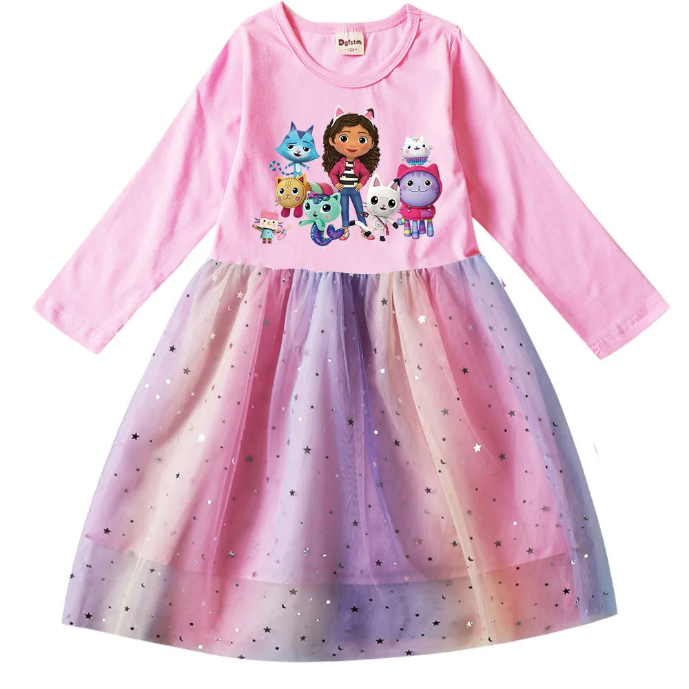 Gabby's Dollhouse Dress, Baby Girls Long Sleeve Sequin Party Dress