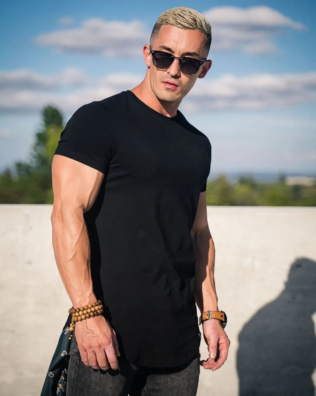 Muscle Fitness T-Shirt Summer Athleisure Gym Workout Tee for Men