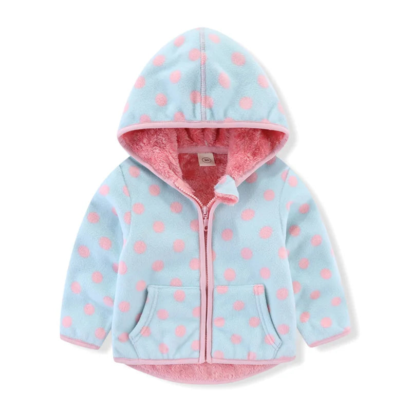 Jumping Meters Girls Fleece Jackets, Winter & Autumn Baby Coats with Flowers