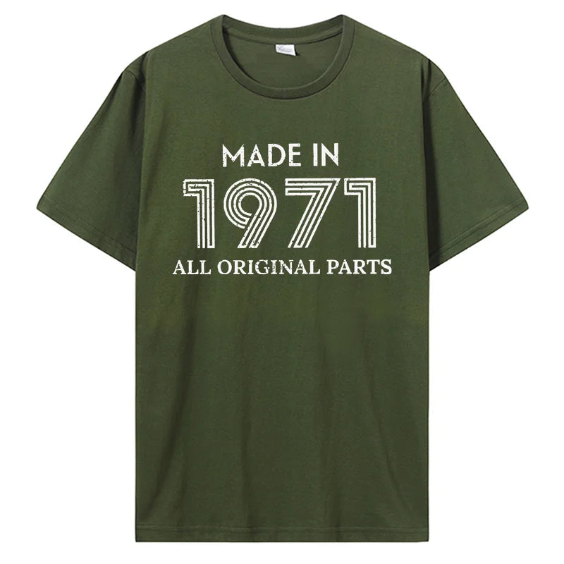 Made In 1971 Original Parts T-Shirt Classic Cotton Streetwear Tee