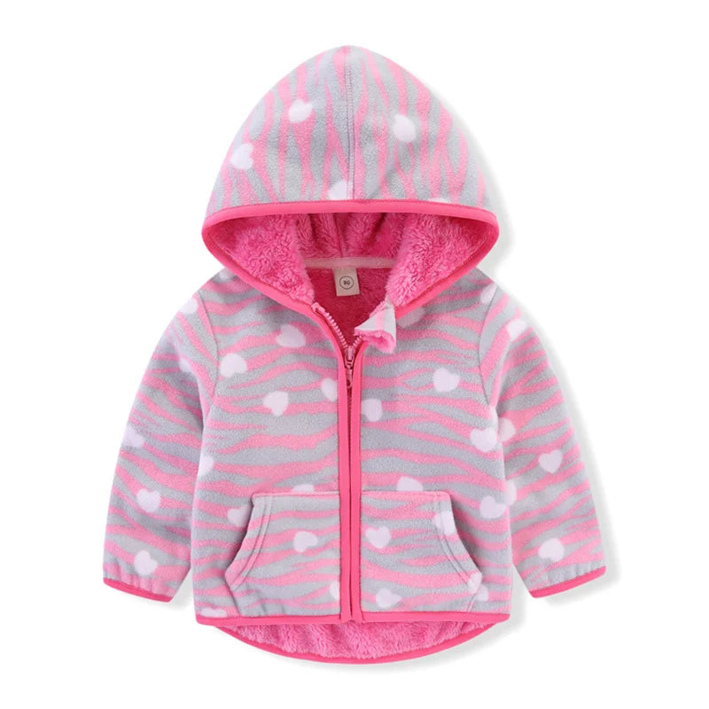 Jumping Meters Girls Fleece Jackets, Winter & Autumn Baby Coats with Flowers