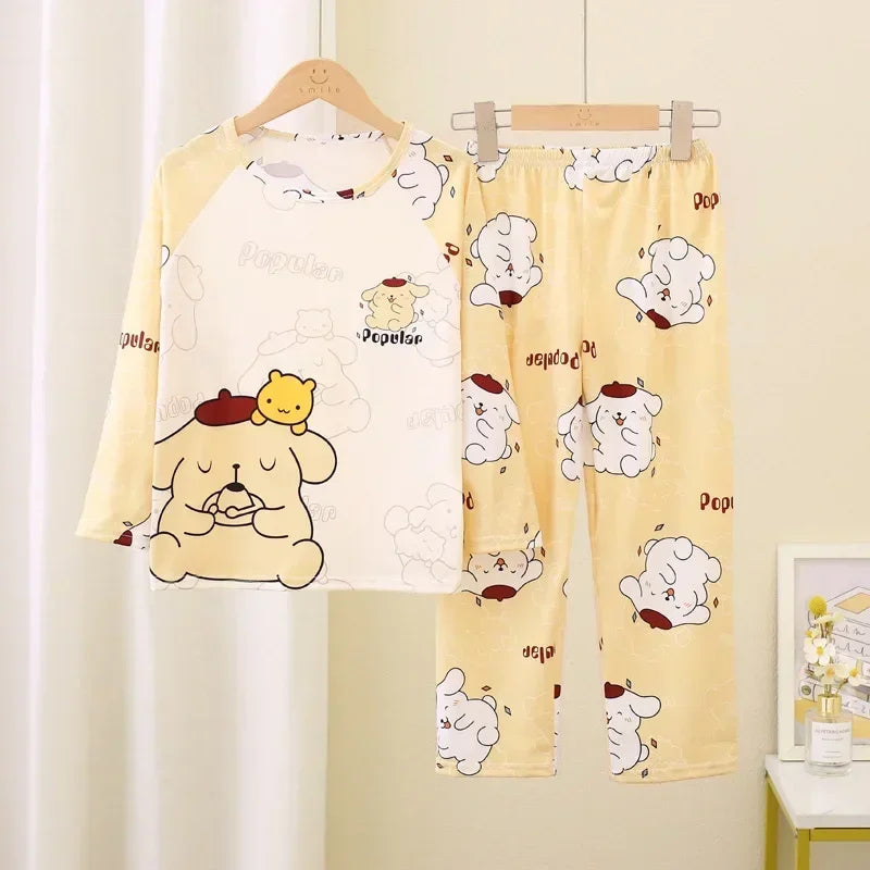 Autumn Kids Pajama Set, Milk Silk Long Sleeve Sleepwear