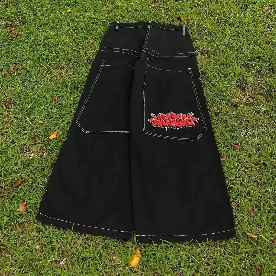 Y2K Loose Straight Jeans, Vintage Oversized Wide-Leg Unisex Pants