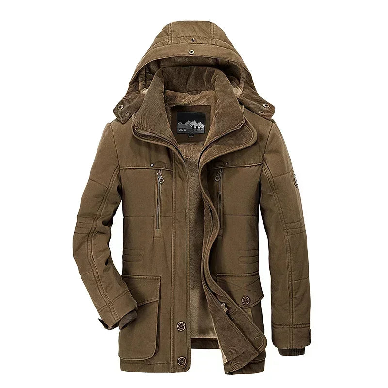 Winter Men’s Cashmere Parka, Thicken Warm Jacket, High Quality