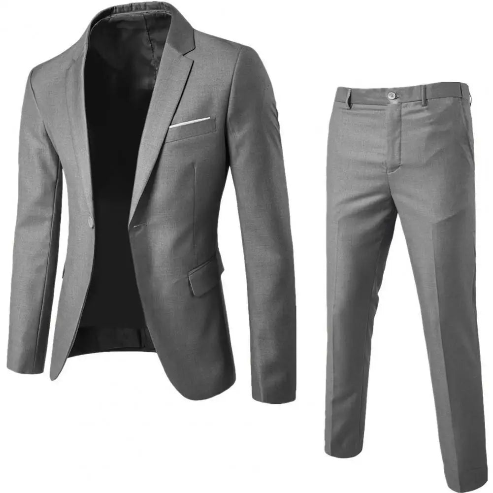 Men's 2-Piece Blazer & Pants Suit Slim Fit Wedding & Business Wear