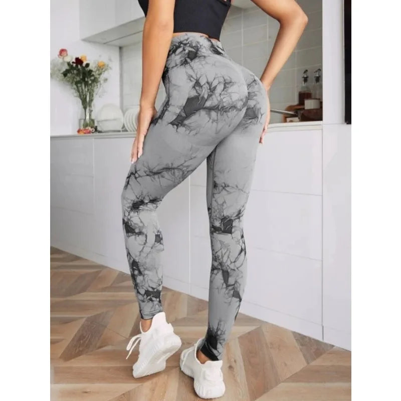 Seamless High Waist Tie Dye Leggings, Fitness Yoga Pants, Hip Lifting Elastic Tights