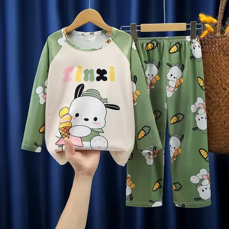 Autumn Kids Pajama Set, Milk Silk Long Sleeve Sleepwear