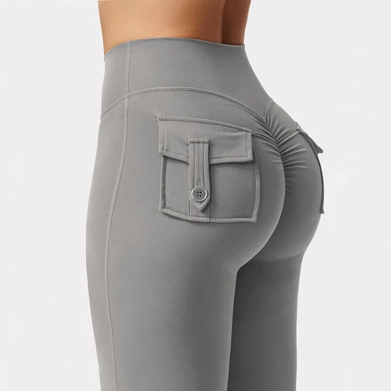 Women’s Wide Leg Yoga Leggings, High Stretch Compression Pants with Pockets