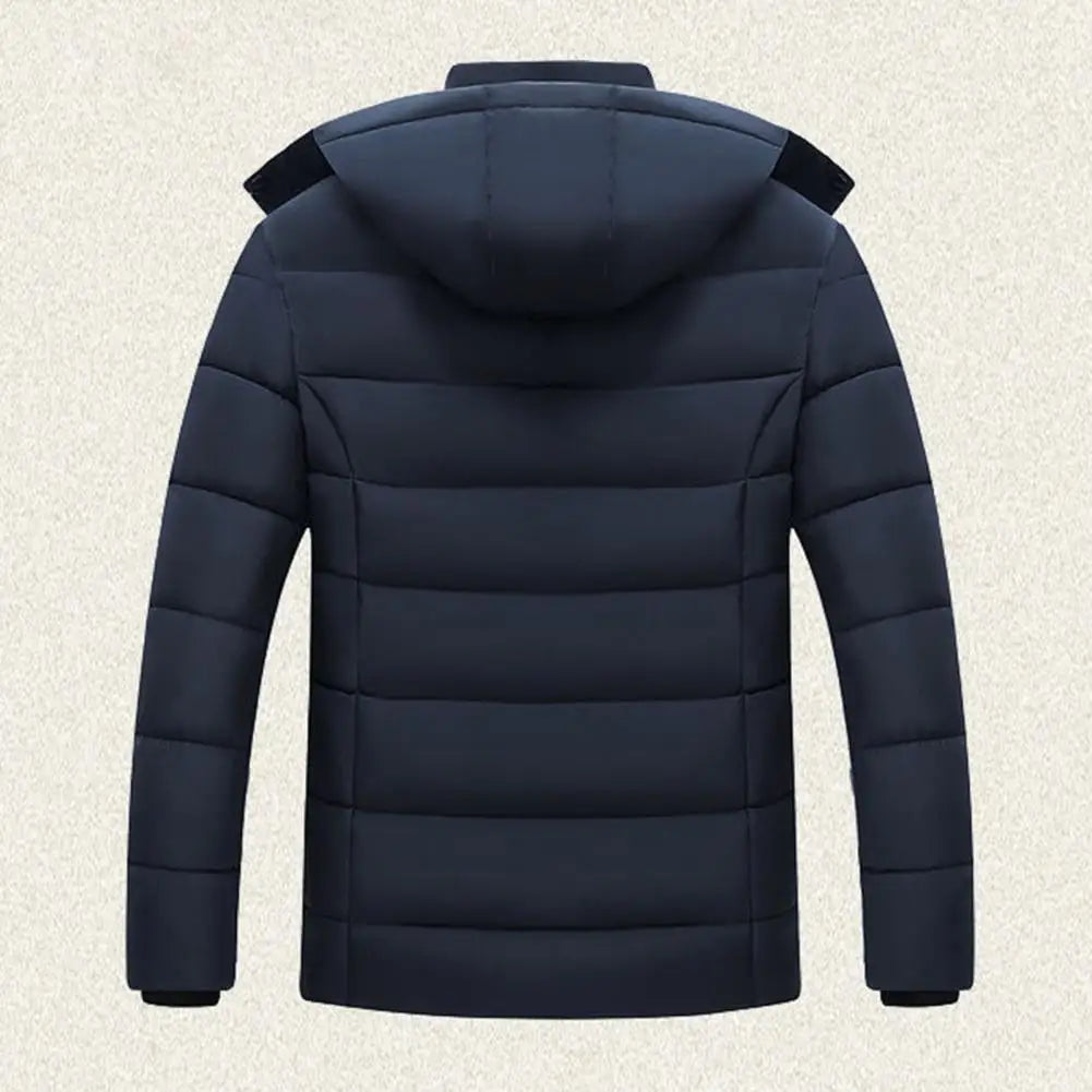 Men’s Hooded Padded Winter Coat, Thermal Windbreaker Jacket