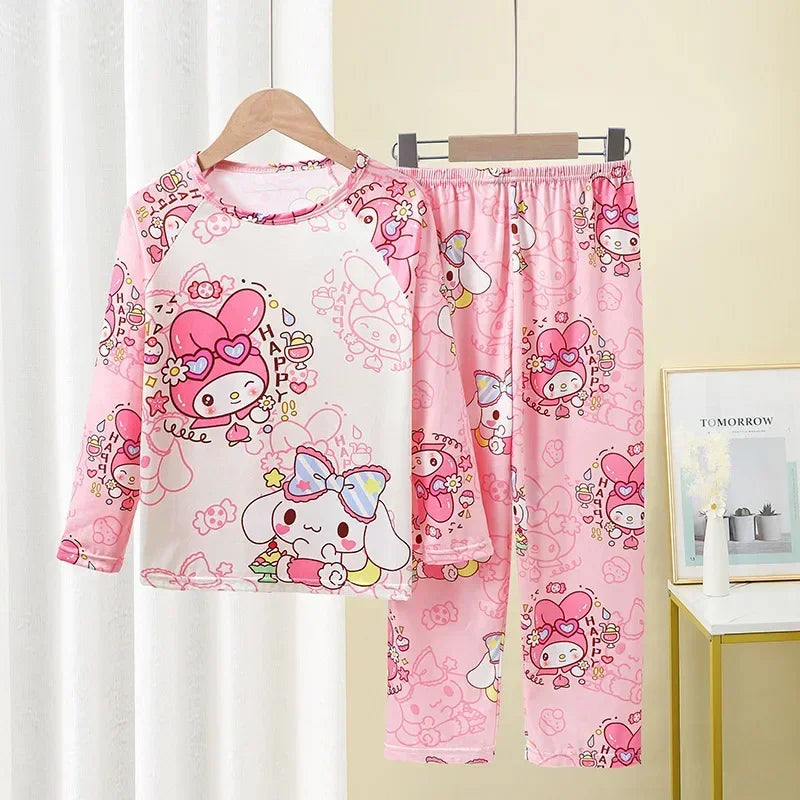 Autumn Kids Pajama Set, Milk Silk Long Sleeve Sleepwear