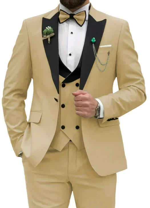 Casual 3-Piece Men's Suit Groom & Best Man Wedding Outfit